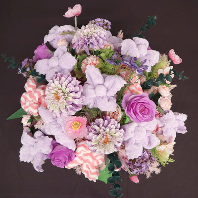 Towel Flower Table Arrangement - Pink Purple Dahlia (Can't deliver to a locker / self pickup), , ["Buy Local","New Life Floral Art"], snacks hk, grocery hong kong, beverage hk, 健康食品, 零食, 手工藝品, 居家用品, 天然有機, 送禮 建議, personal care products hk, 本土 良作, 社企 香港, 社企禮品, 新生精神康復會, nlpra, 自家品牌, 身心靈健康