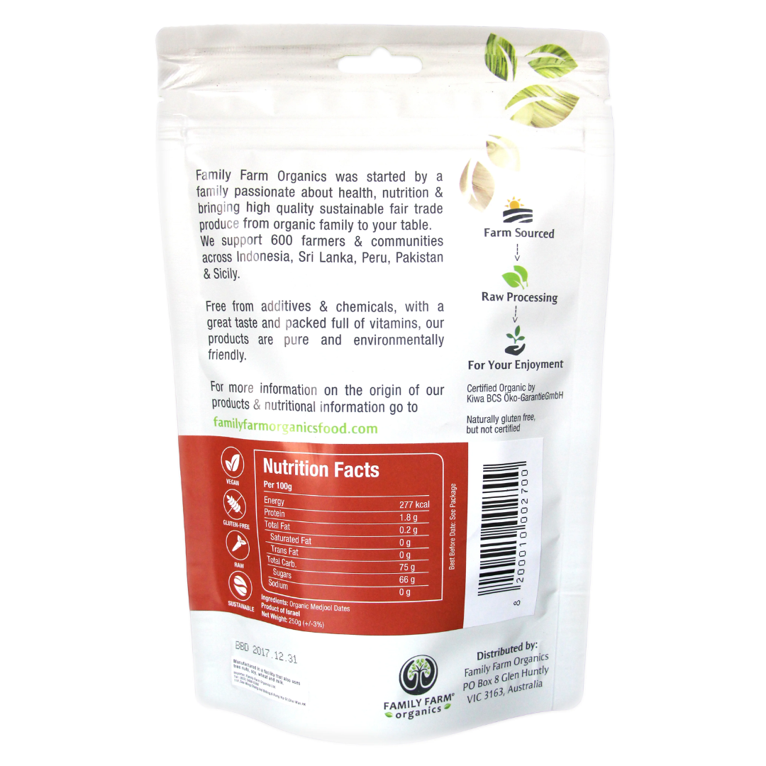 Family Farm Organics - Organic Medjool Dates 250g, , ["Dried Food","Grocery","Healthy Food","Other"], snacks hk, grocery hong kong, beverage hk, 健康食品, 零食, 手工藝品, 居家用品, 天然有機, 送禮 建議, personal care products hk, 本土 良作, 社企 香港, 社企禮品, 新生精神康復會, nlpra, 自家品牌, 身心靈健康