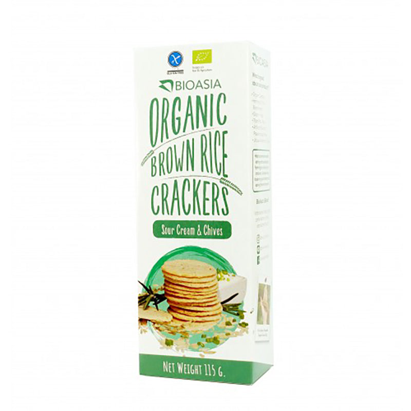 Bio Rice Crackers BioAsia - Organic Brown Rice Crackers (Sour Cream & Chives) 115g – eshop330