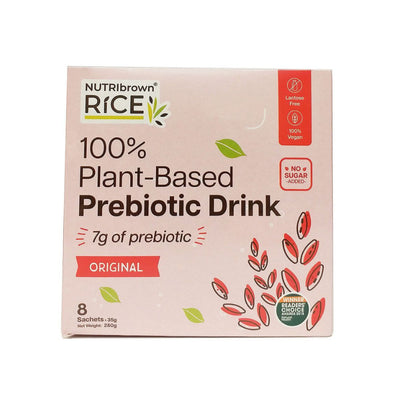 NUTRIbrown RICE - Instant Brown Rice Prebiotic Drink (Original/No added Sugar) 280g (35gX8)