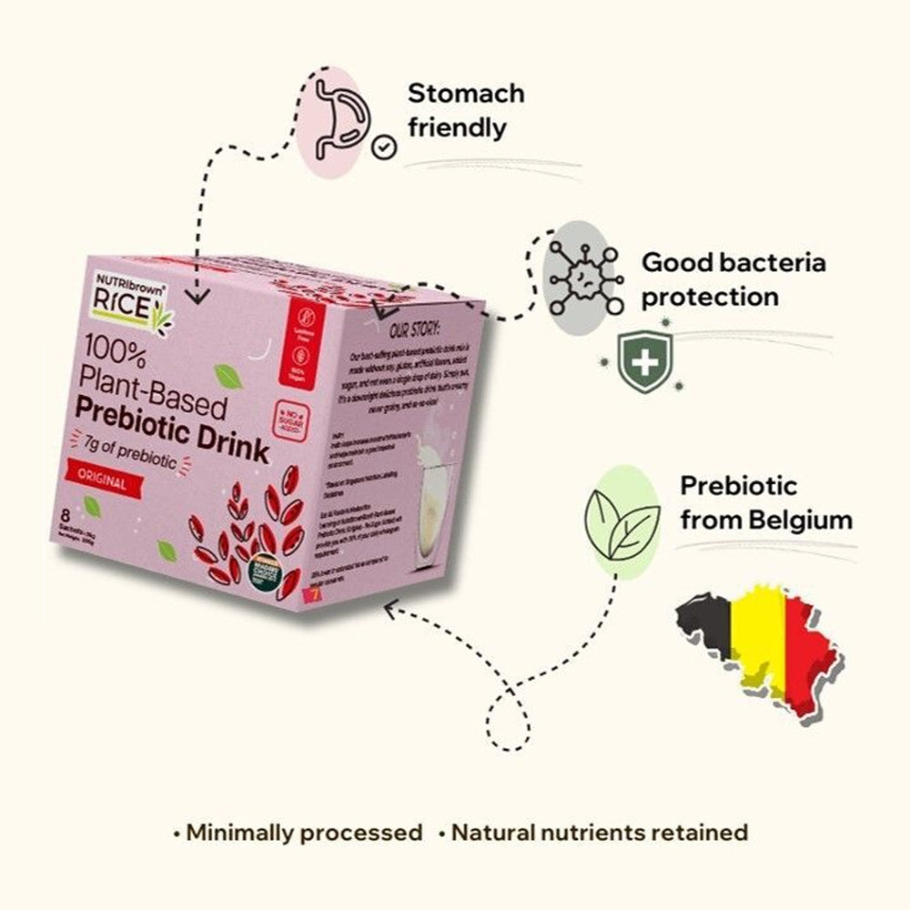 NUTRIbrown RICE - Instant Brown Rice Prebiotic Drink (Original/No added Sugar) 280g (35gX8)