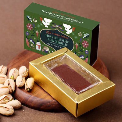 【Early Bird Offer】330 X Hello Cocoa Vegan Dubai Style Dark Chocolate with Pistachio and Kadayif Fillings